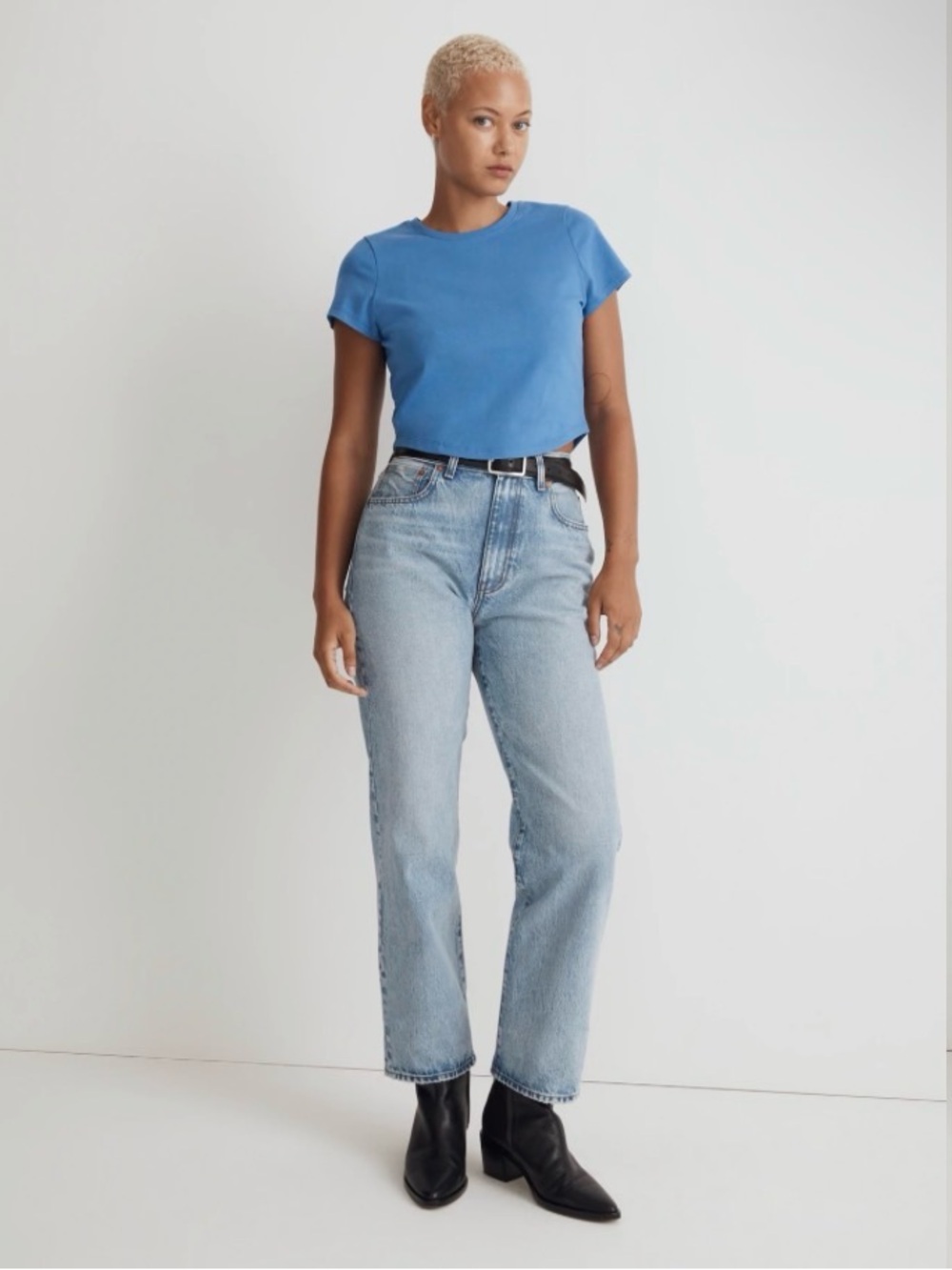 Madewell The Curvy '90s Straight Jeans Size 28 Mercer Wash Jeans Cropped Raw Hem